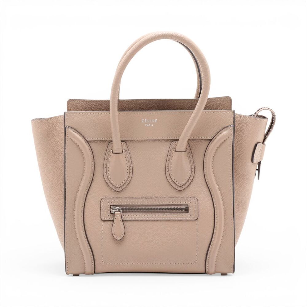 Celine Luggage Calfskin Leather Top Handle Tote Bag Tan